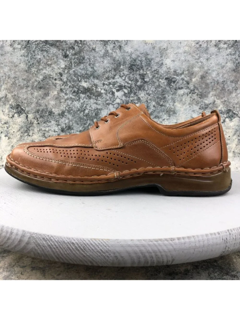 Alfani Men's 11.5M Neptune Tan Leather Lace-Up Bicycle Toe Oxford Dress Shoes